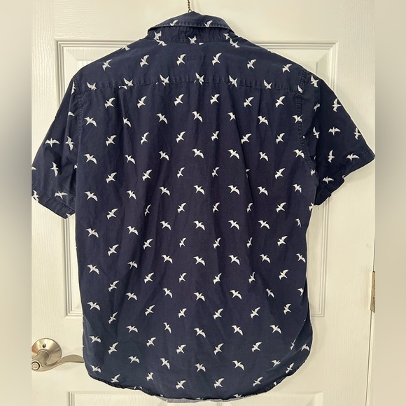 Men’s Navy Flying Bird Cotton Twill 3/4 Button Down Collar Shirt Size Large - Picture 4 of 7